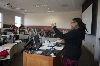 Dallas Goodwin teaches an undergraduate class in Women's Studies at UGA